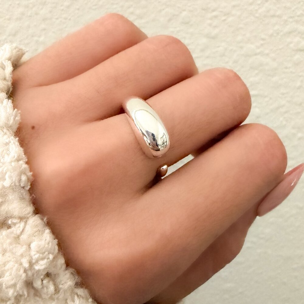 925 Sterling Silver Ring Geometric Ring Band Adjustable Size